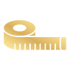 Gold measuring tape icon representing made-to-measure blind fitting
