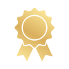 Gold ribbon badge icon representing 20 years experience