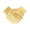 Gold handshake icon representing trusted blind fitting service