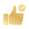 Thumbs up icon with checkmark symbolising approved blind fitting service