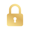 Gold padlock icon representing secure blind fitting service