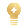 Golden lightbulb icon symbolizing bright blind fitting ideas
