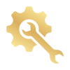 Gold gear and wrench icon representing professional blind fitting service