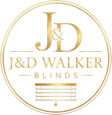 J&D Walker Blinds gold circular logo with blind icon
